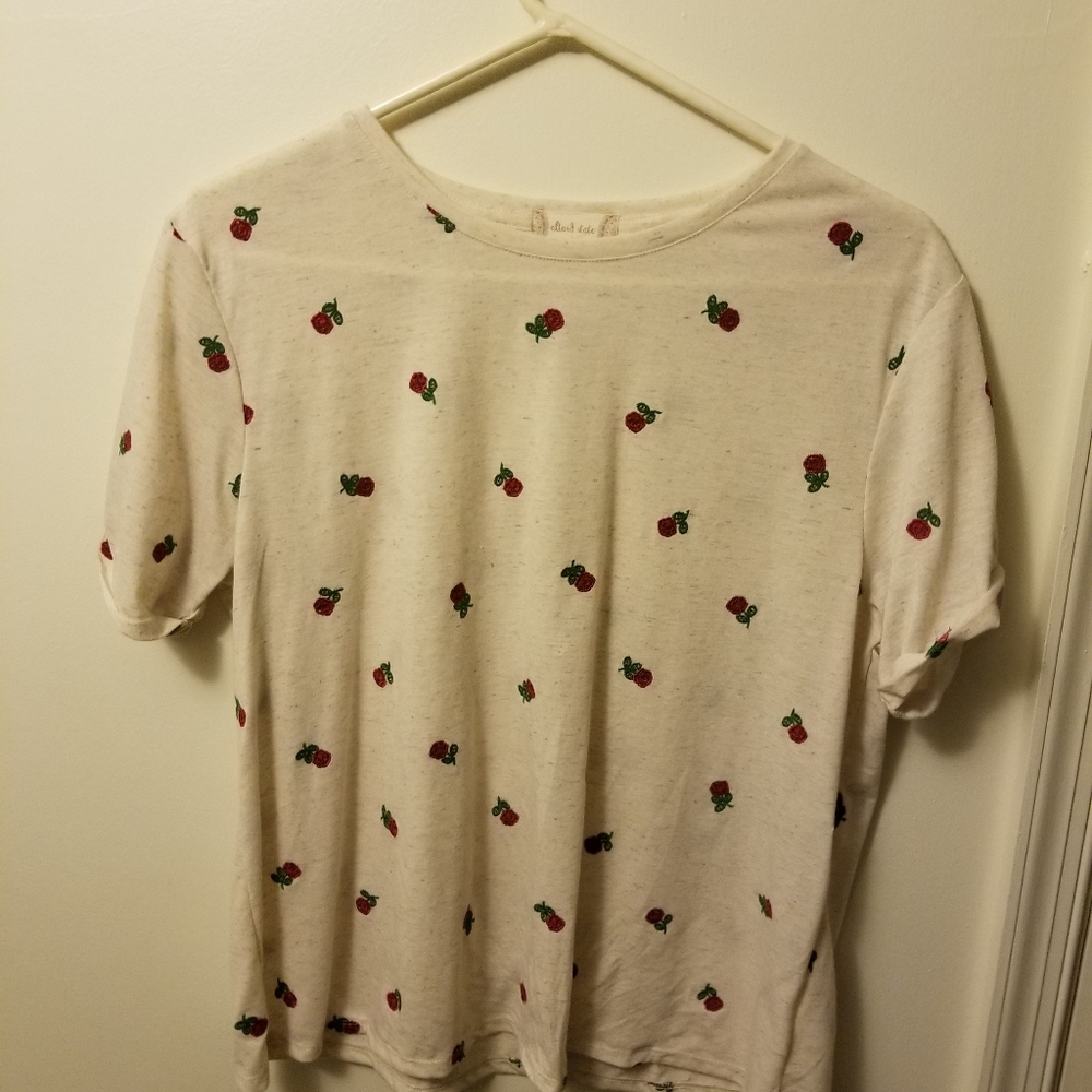 Altar'd State cream shirt w/ embroidered roses